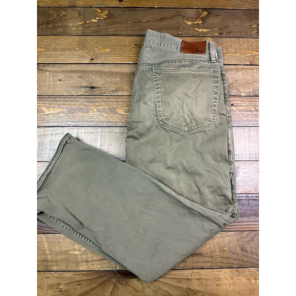 Polo Ralph Lauren Men Chino Pants 35x30 Green Straight Fit Khaki Cotton